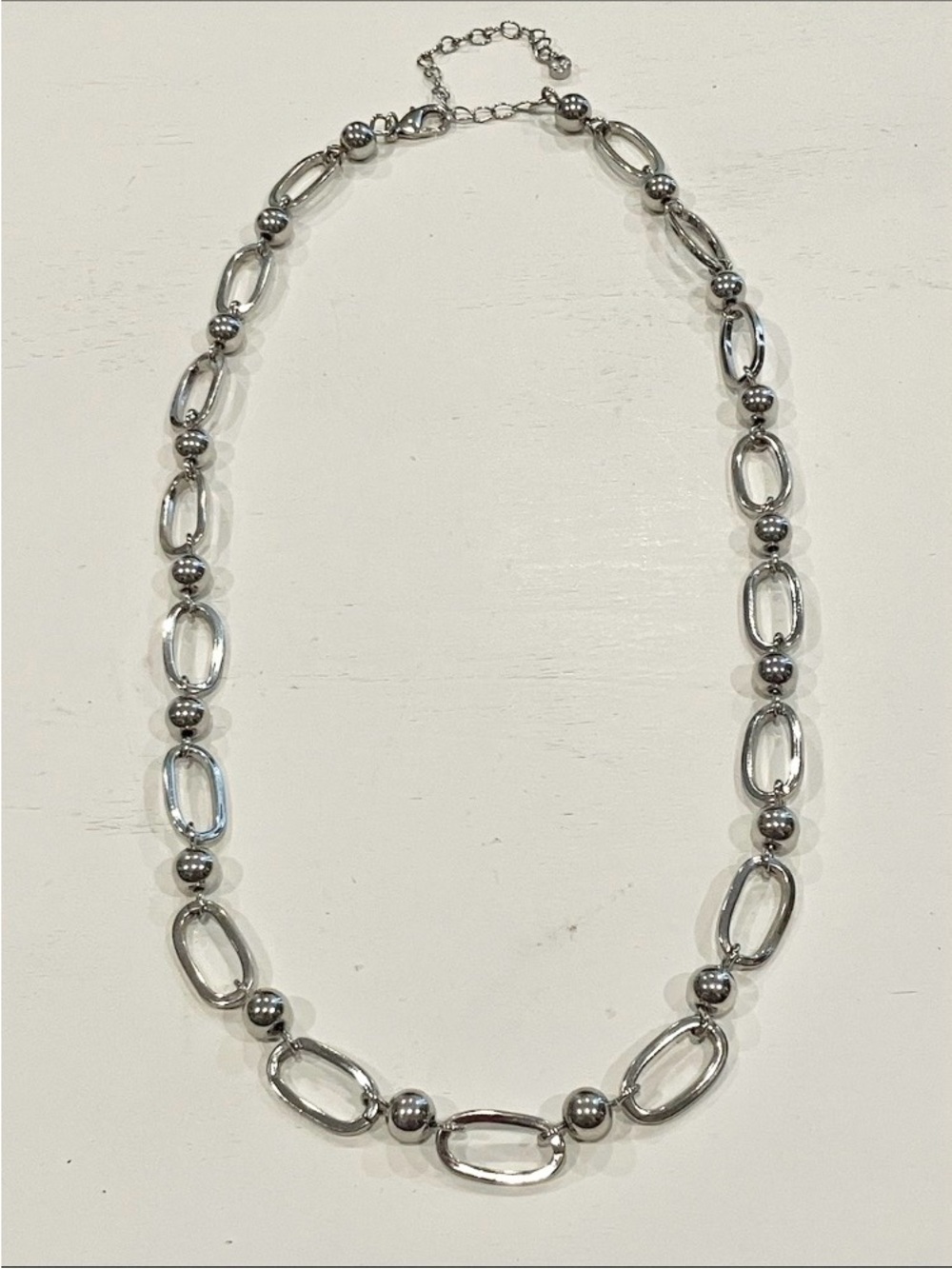 Silver Link & Bead Necklace - Picture 1 of 7
